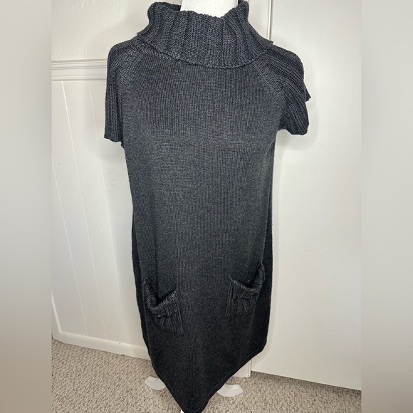 Calvin Klein Cozy Black Knit Poncho Sweater dress size L - Picture 1 of 8